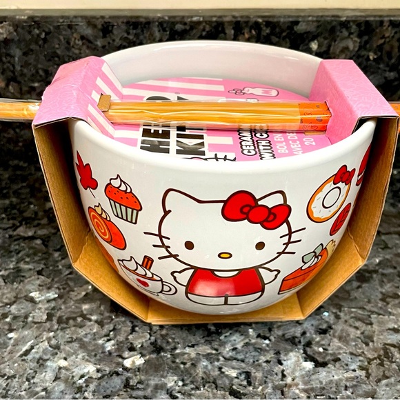 Hello Kitty Other - Hello Kitty Bowl With Chopsticks
